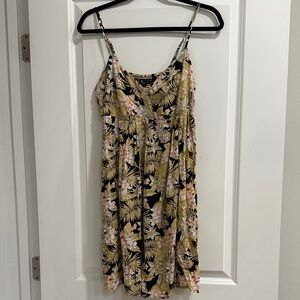 Volcom Black Tropical Floral Slip Dress